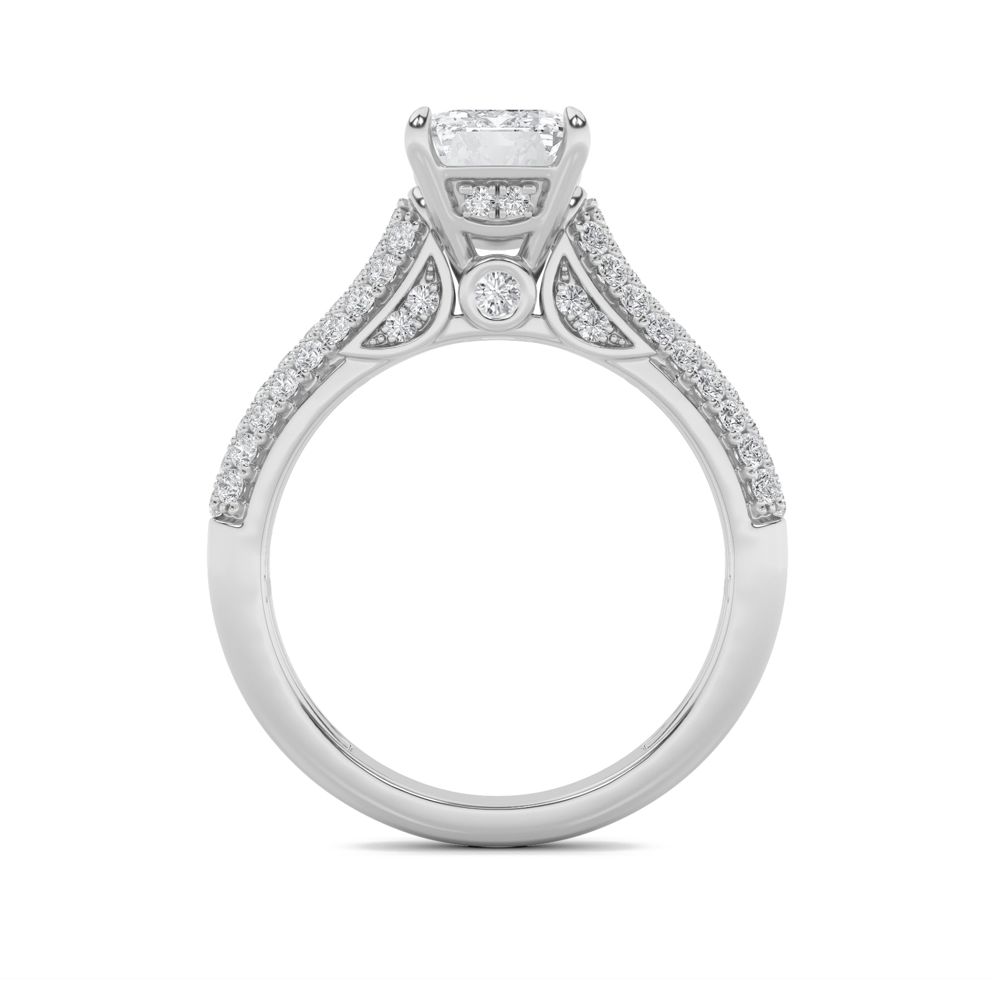 1.5CTW Emerald Shaped Lab Grown Diamond (F/VS) Hidden Halo Accented Engagement Ring in 14K Gold