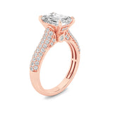 1.5CTW Emerald Shaped Lab Grown Diamond (F/VS) Hidden Halo Accented Engagement Ring in 14K Gold