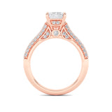 1.5CTW Emerald Shaped Lab Grown Diamond (F/VS) Hidden Halo Accented Engagement Ring in 14K Gold