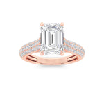 2.5CTW Emerald Shaped Lab Grown Diamond (F/VS) Hidden Halo Accented Engagement Ring in 14K Gold