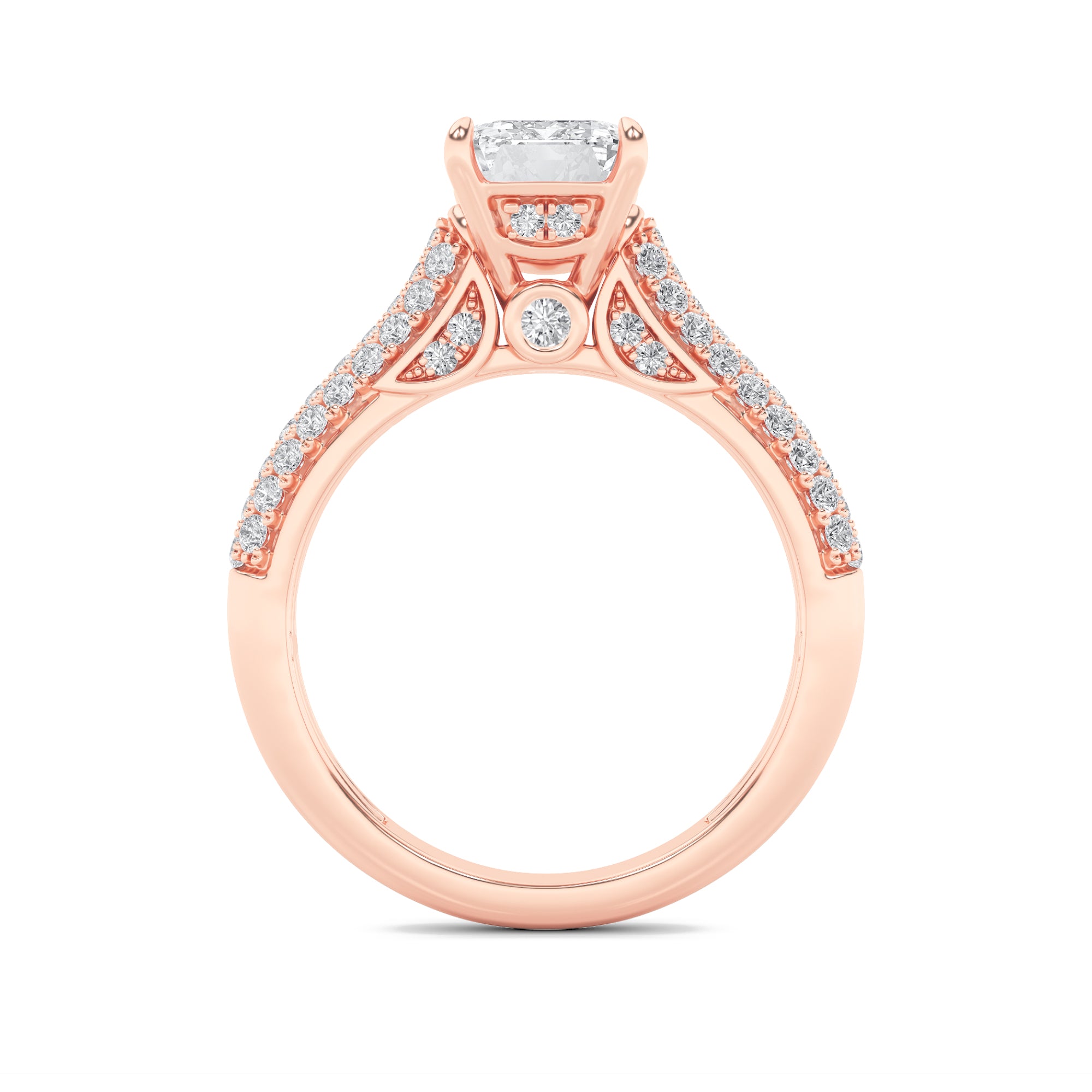 2.5CTW Emerald Shaped Lab Grown Diamond (F/VS) Hidden Halo Accented Engagement Ring in 14K Gold