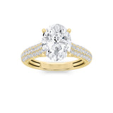 1.5CTW Oval Shaped Lab Grown Diamond (F/VS) Hidden Halo Accented Engagement Ring in 14K Gold