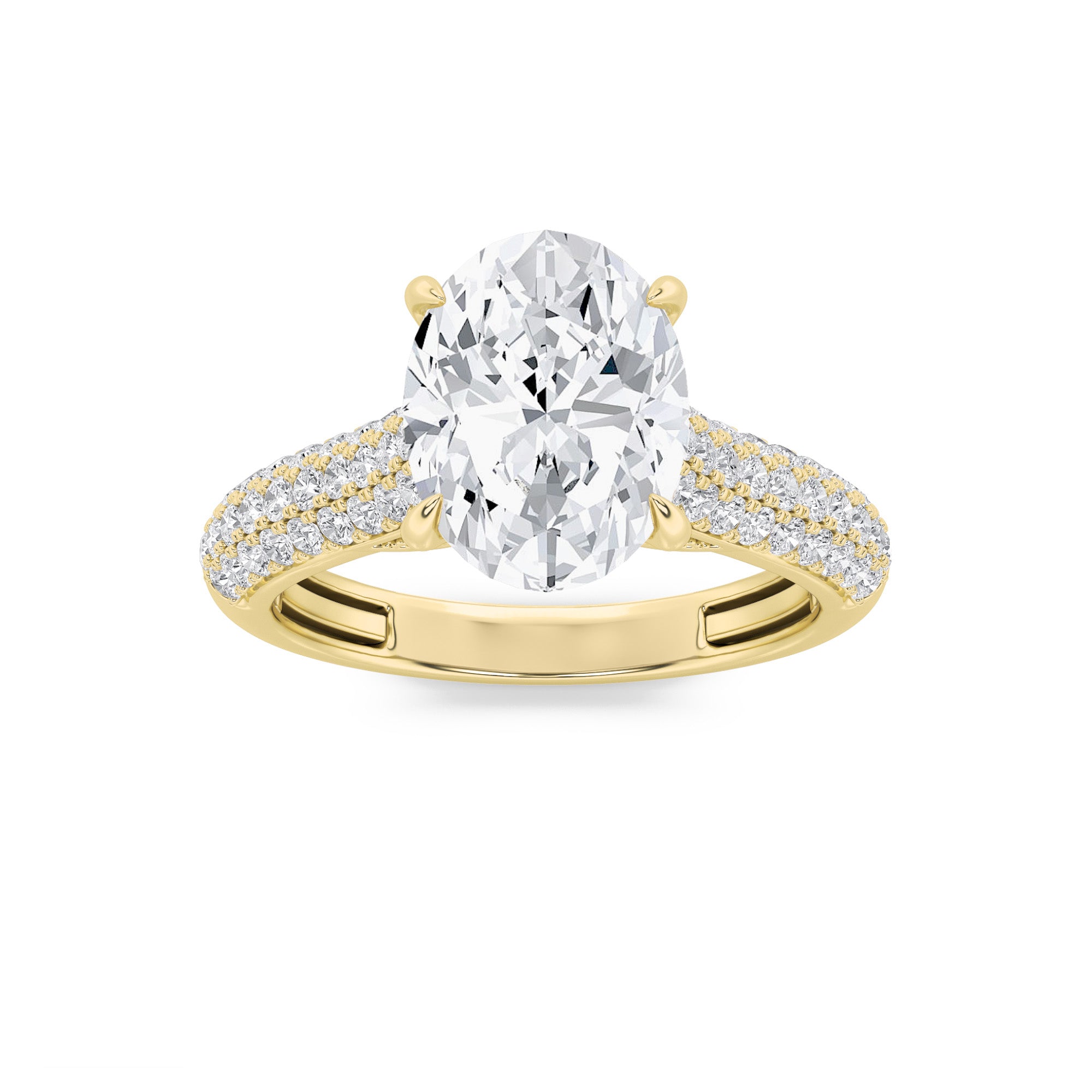 1.5CTW Oval Shaped Lab Grown Diamond (F/VS) Hidden Halo Accented Engagement Ring in 14K Gold
