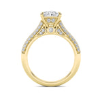 1.5CTW Oval Shaped Lab Grown Diamond (F/VS) Hidden Halo Accented Engagement Ring in 14K Gold
