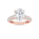 1.5CTW Oval Shaped Lab Grown Diamond (F/VS) Hidden Halo Accented Engagement Ring in 14K Gold