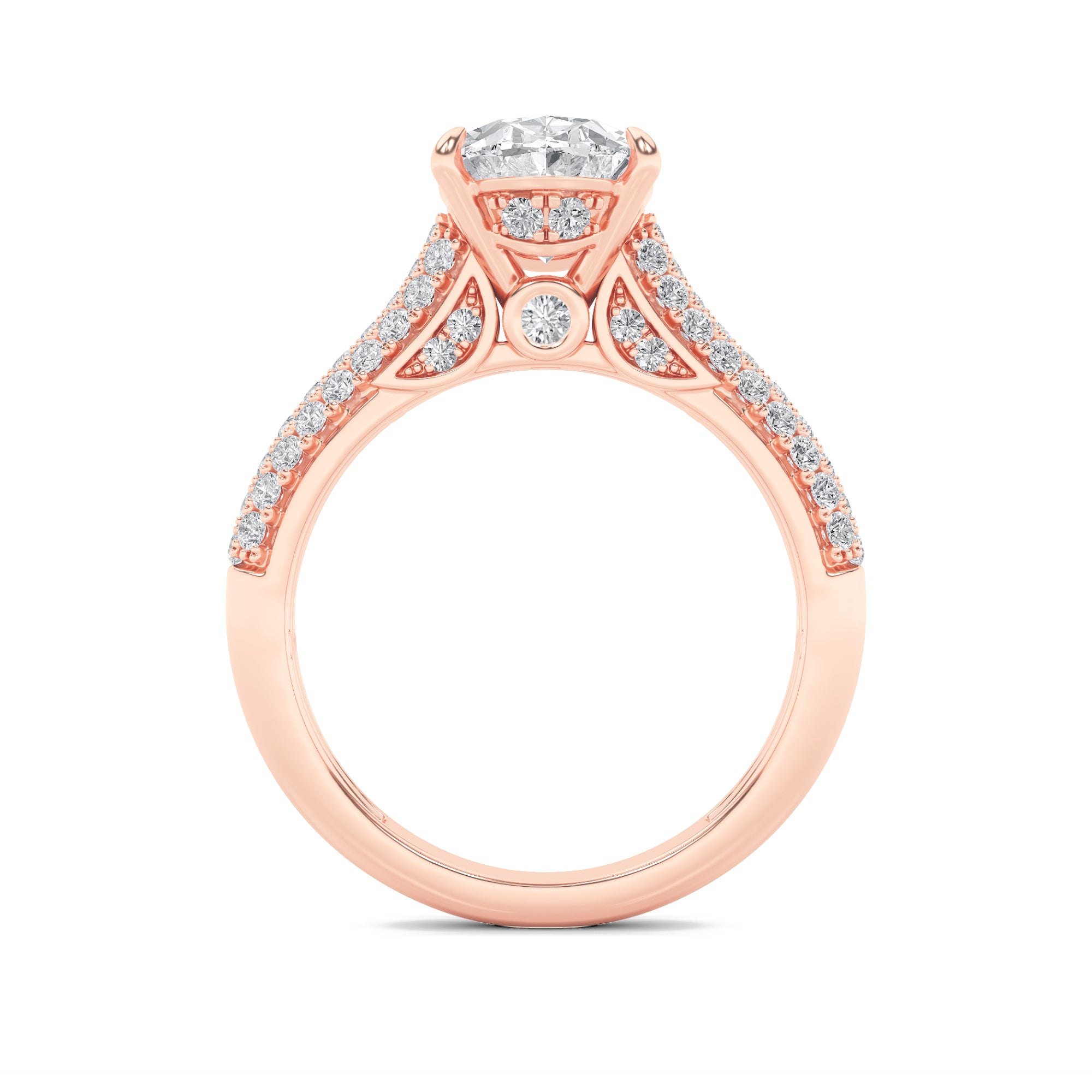 1.5CTW Oval Shaped Lab Grown Diamond (F/VS) Hidden Halo Accented Engagement Ring in 14K Gold