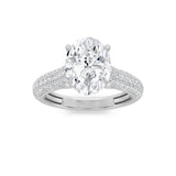 2.5CTW Oval Shaped Lab Grown Diamond (F/VS) Hidden Halo Accented Engagement Ring in 14K Gold