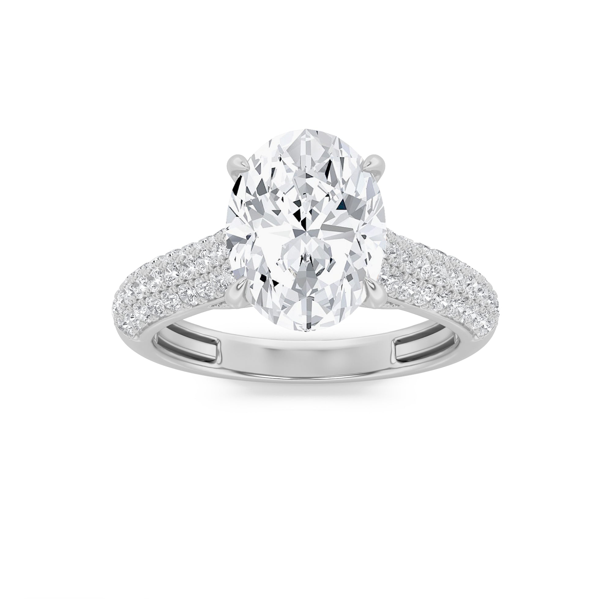 2.5CTW Oval Shaped Lab Grown Diamond (F/VS) Hidden Halo Accented Engagement Ring in 14K Gold