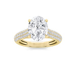 2.5CTW Oval Shaped Lab Grown Diamond (F/VS) Hidden Halo Accented Engagement Ring in 14K Gold