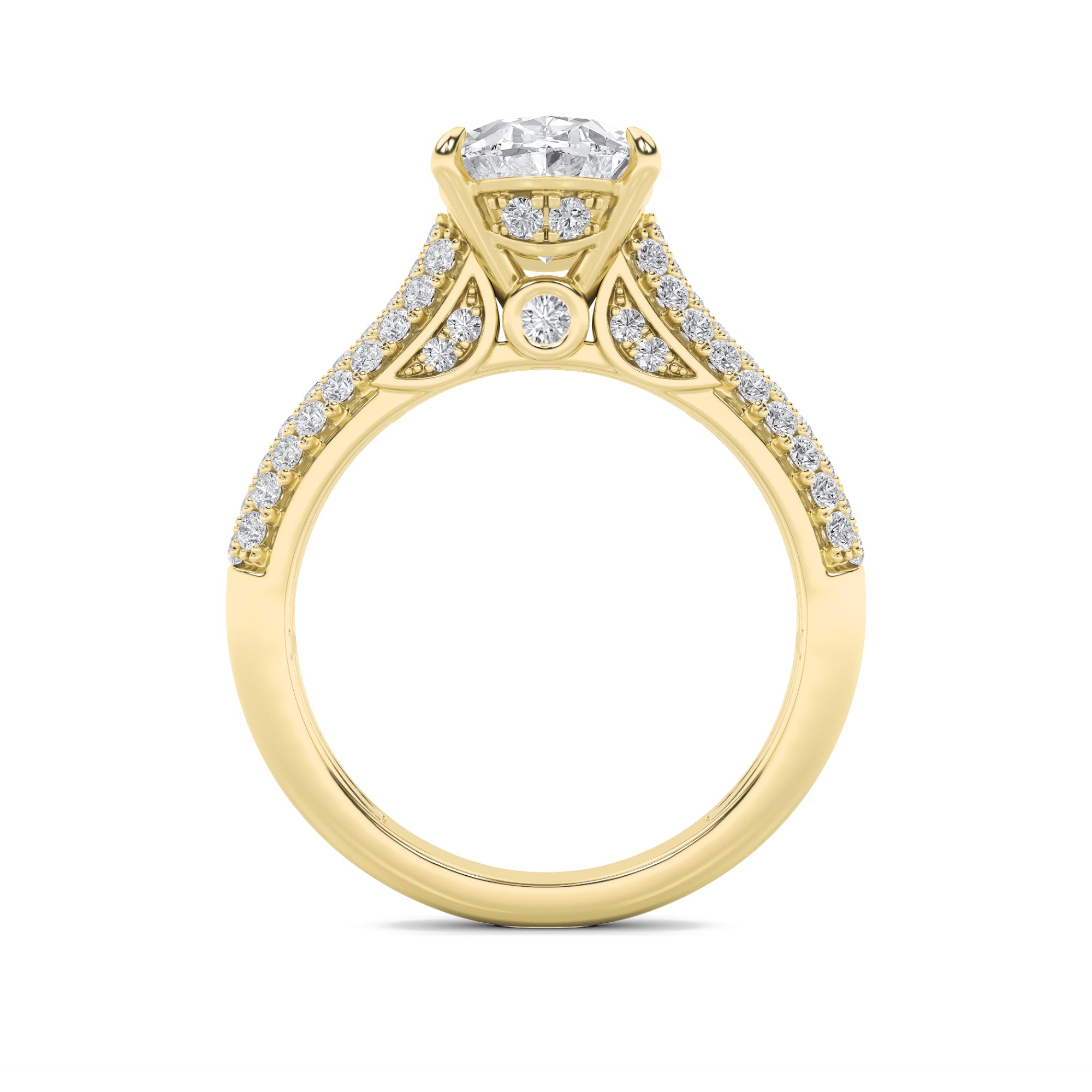 2.5CTW Oval Shaped Lab Grown Diamond (F/VS) Hidden Halo Accented Engagement Ring in 14K Gold