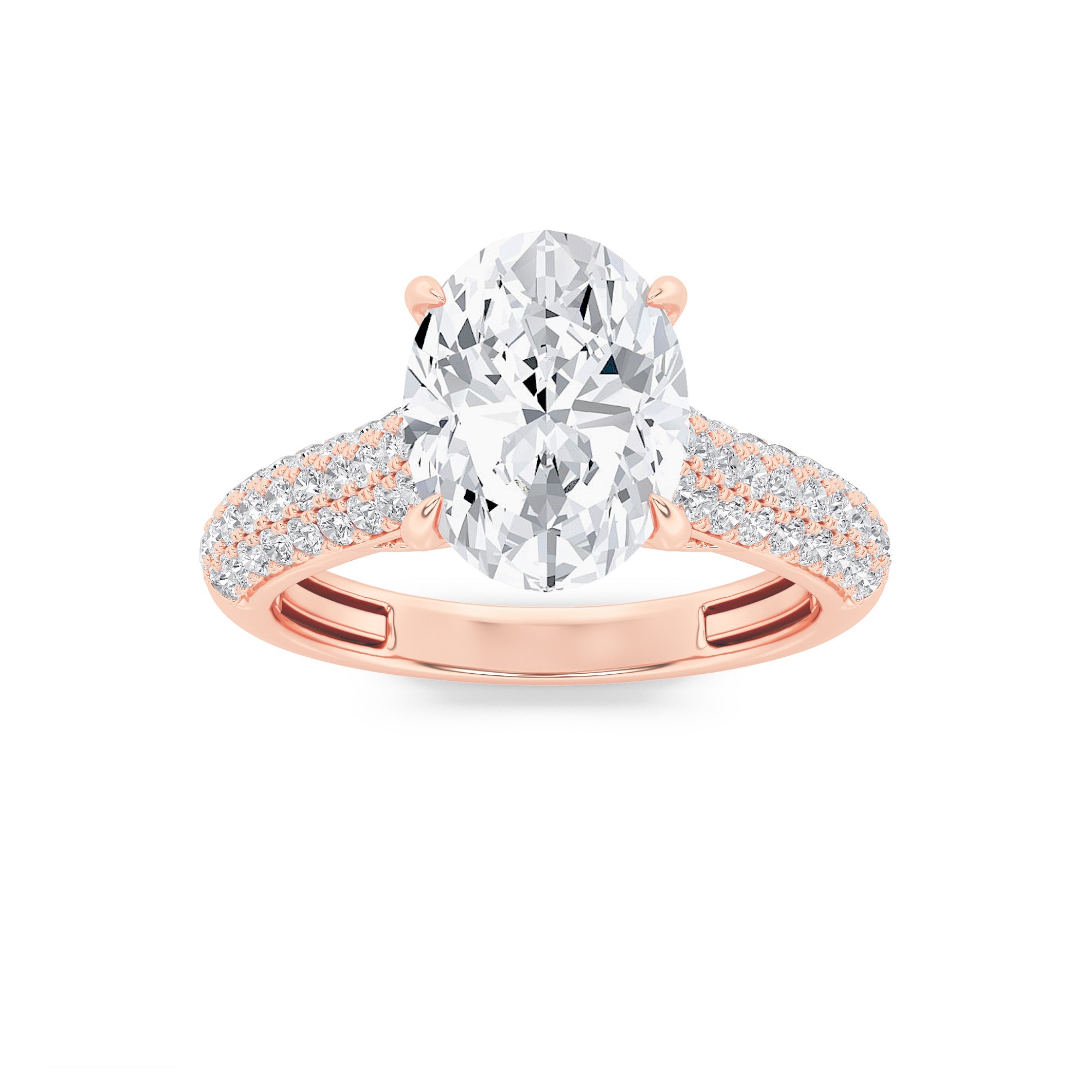 2.5CTW Oval Shaped Lab Grown Diamond (F/VS) Hidden Halo Accented Engagement Ring in 14K Gold