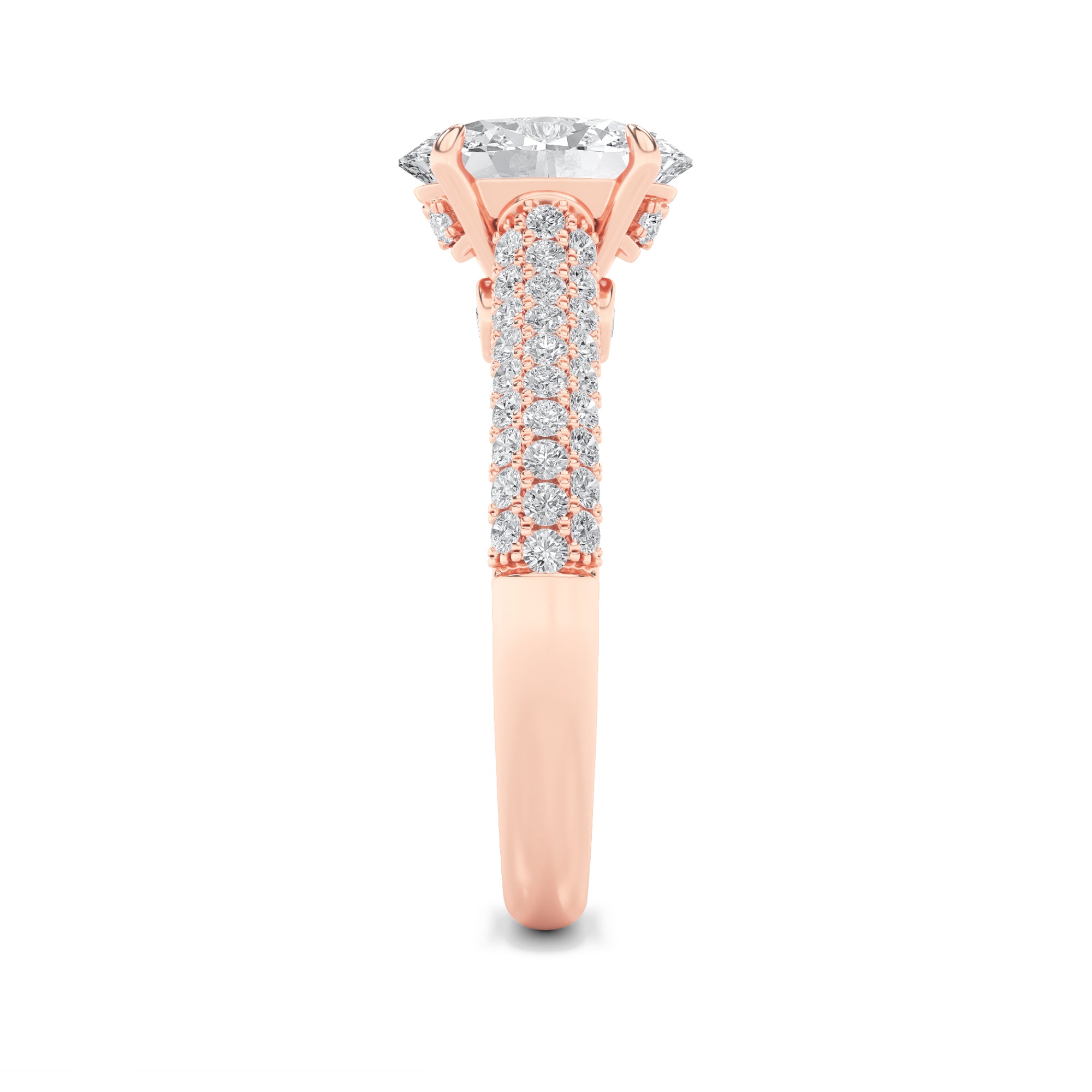 2.5CTW Oval Shaped Lab Grown Diamond (F/VS) Hidden Halo Accented Engagement Ring in 14K Gold