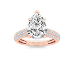 1.5CTW Pear Shaped Lab Grown Diamond (F/VS) Hidden Halo Accented Engagement Ring in 14K Gold