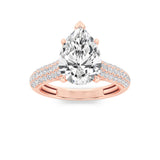 1.5CTW Pear Shaped Lab Grown Diamond (F/VS) Hidden Halo Accented Engagement Ring in 14K Gold