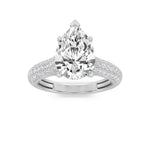 2.5CTW Pear Shaped Lab Grown Diamond (F/VS) Hidden Halo Accented Engagement Ring in 14K Gold