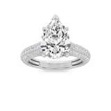 2.5CTW Pear Shaped Lab Grown Diamond (F/VS) Hidden Halo Accented Engagement Ring in 14K Gold