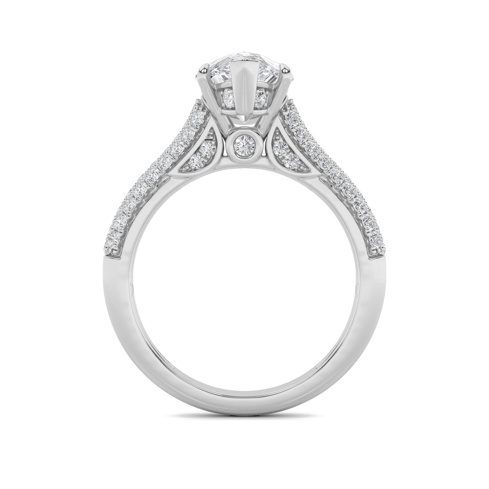 2.5CTW Pear Shaped Lab Grown Diamond (F/VS) Hidden Halo Accented Engagement Ring in 14K Gold