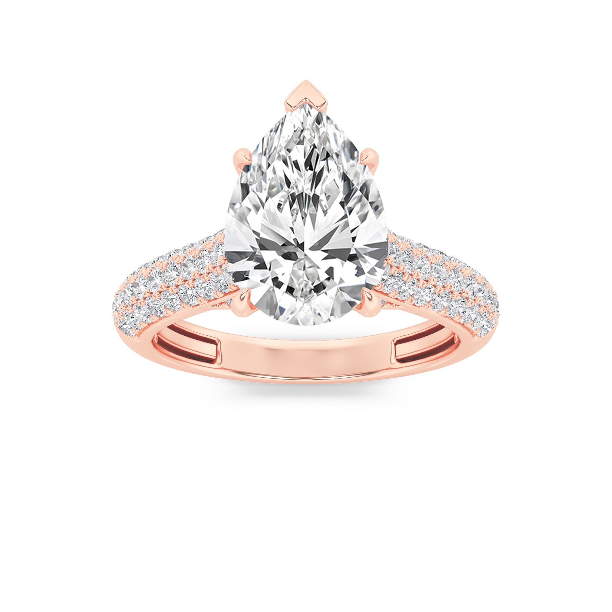 2.5CTW Pear Shaped Lab Grown Diamond (F/VS) Hidden Halo Accented Engagement Ring in 14K Gold