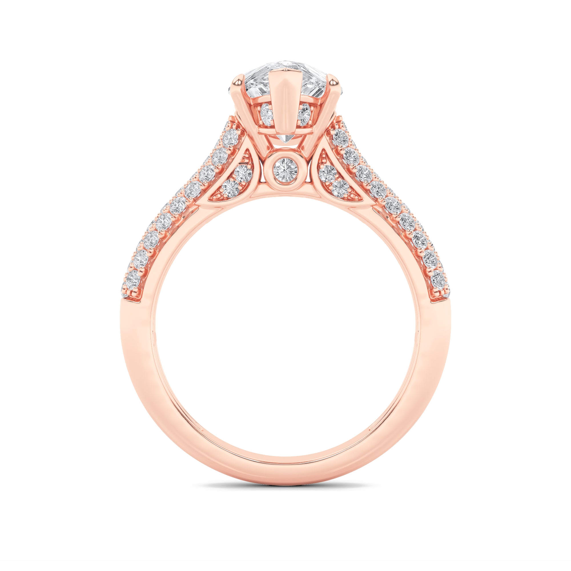 2.5CTW Pear Shaped Lab Grown Diamond (F/VS) Hidden Halo Accented Engagement Ring in 14K Gold