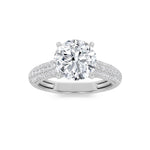 1.5CTW Round Shaped Lab Grown Diamond (F/VVS) Hidden Halo Accented Engagement Ring in 14K Gold
