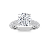 1.5CTW Round Shaped Lab Grown Diamond (F/VVS) Hidden Halo Accented Engagement Ring in 14K Gold