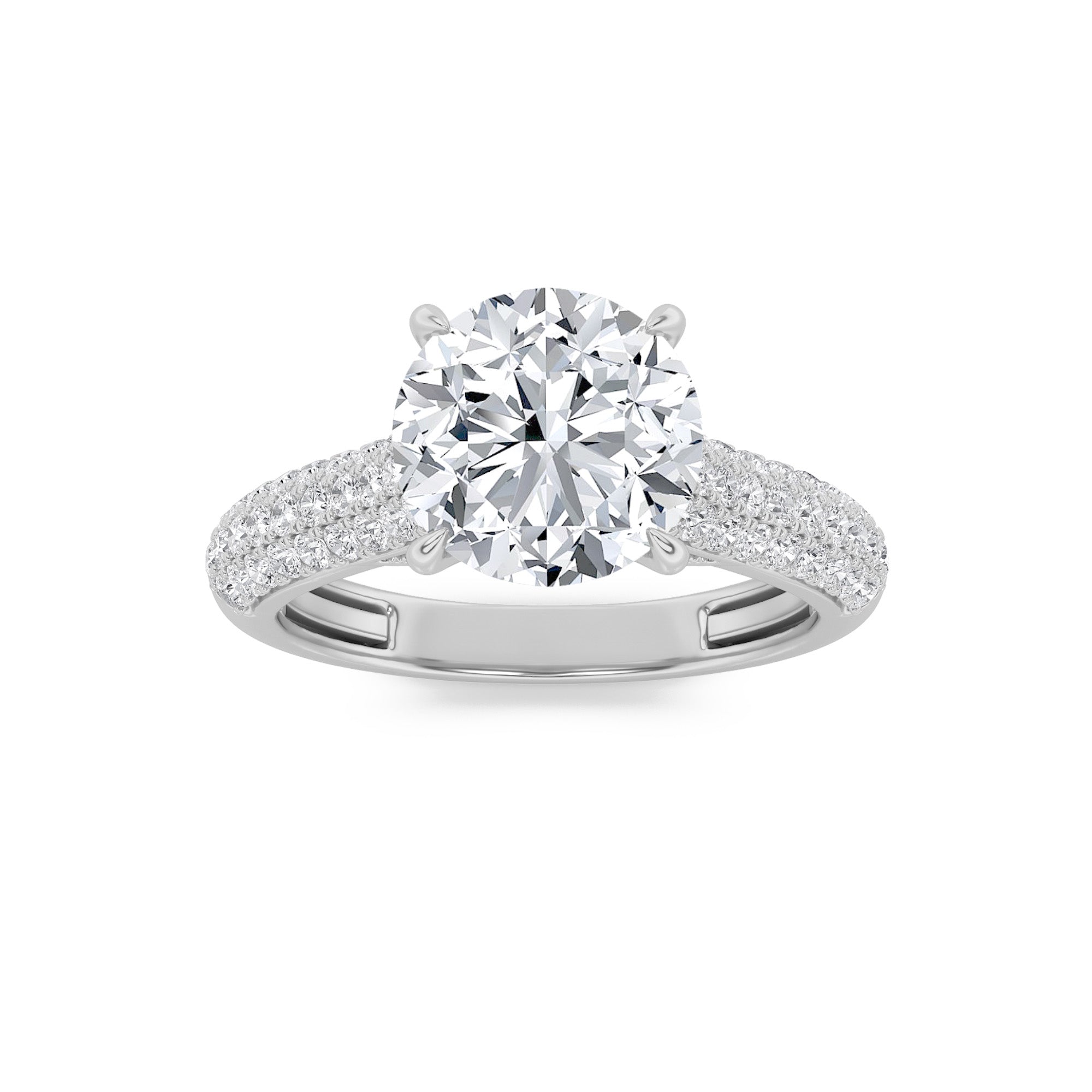 1.5CTW Round Shaped Lab Grown Diamond (F/VVS) Hidden Halo Accented Engagement Ring in 14K Gold