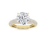 1.5CTW Round Shaped Lab Grown Diamond (F/VVS) Hidden Halo Accented Engagement Ring in 14K Gold