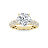 1.5CTW Round Shaped Lab Grown Diamond (F/VVS) Hidden Halo Accented Engagement Ring in 14K Gold