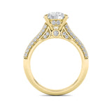 1.5CTW Round Shaped Lab Grown Diamond (F/VVS) Hidden Halo Accented Engagement Ring in 14K Gold