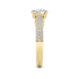 1.5CTW Round Shaped Lab Grown Diamond (F/VVS) Hidden Halo Accented Engagement Ring in 14K Gold