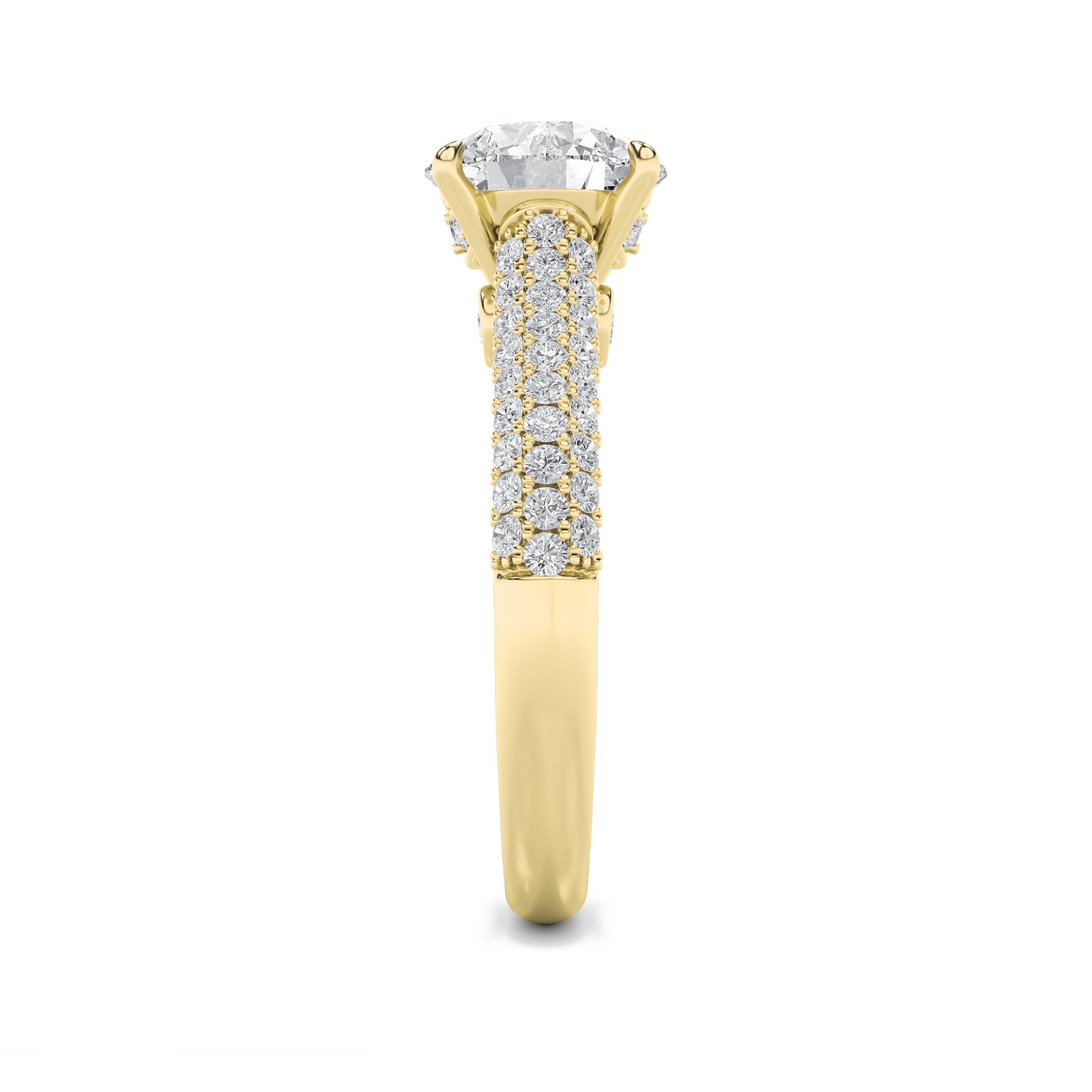 1.5CTW Round Shaped Lab Grown Diamond (F/VVS) Hidden Halo Accented Engagement Ring in 14K Gold