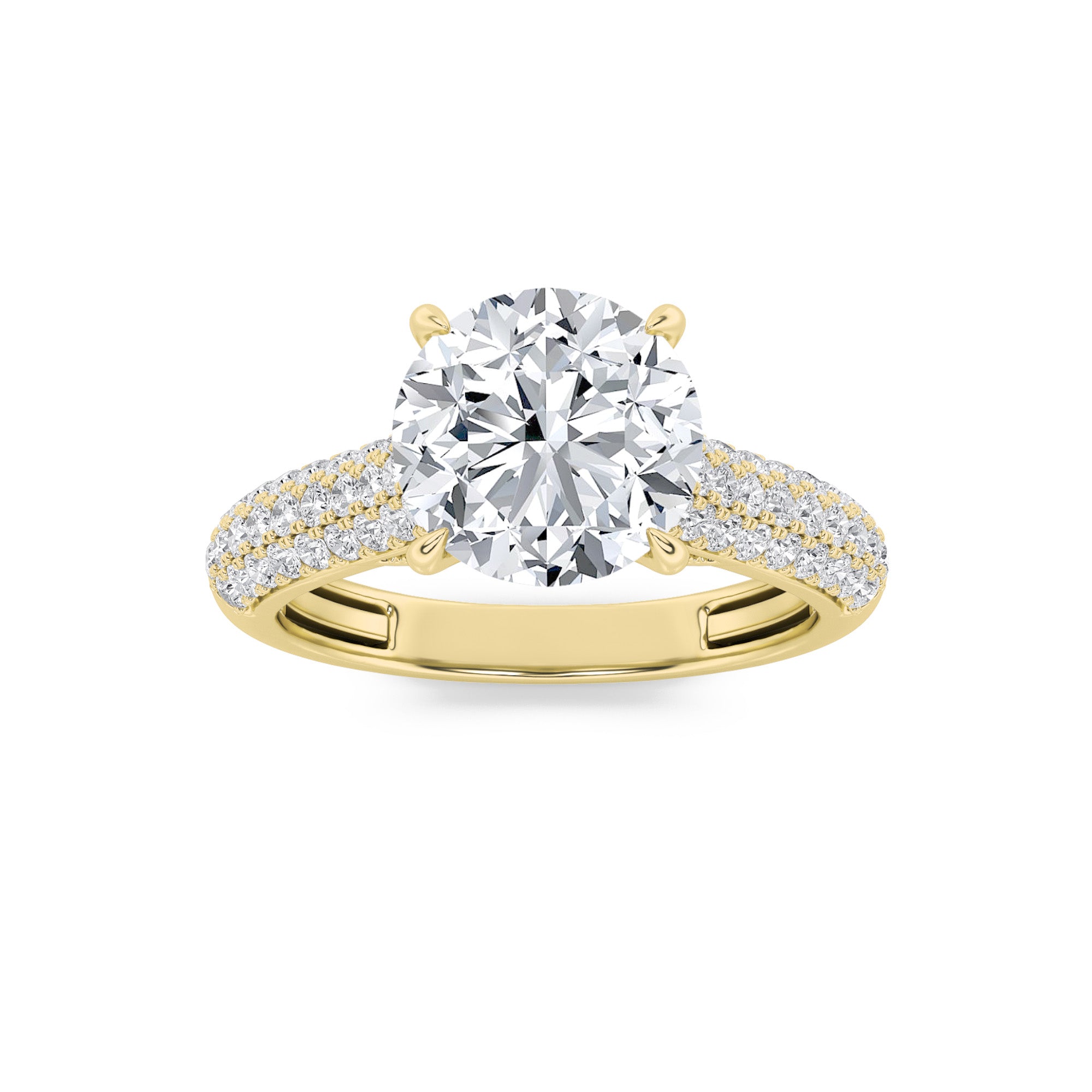 2.5CTW Round Shaped Lab Grown Diamond (F/VS) Hidden Halo Accented Engagement Ring in 14K Gold