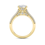 2.5CTW Round Shaped Lab Grown Diamond (F/VS) Hidden Halo Accented Engagement Ring in 14K Gold