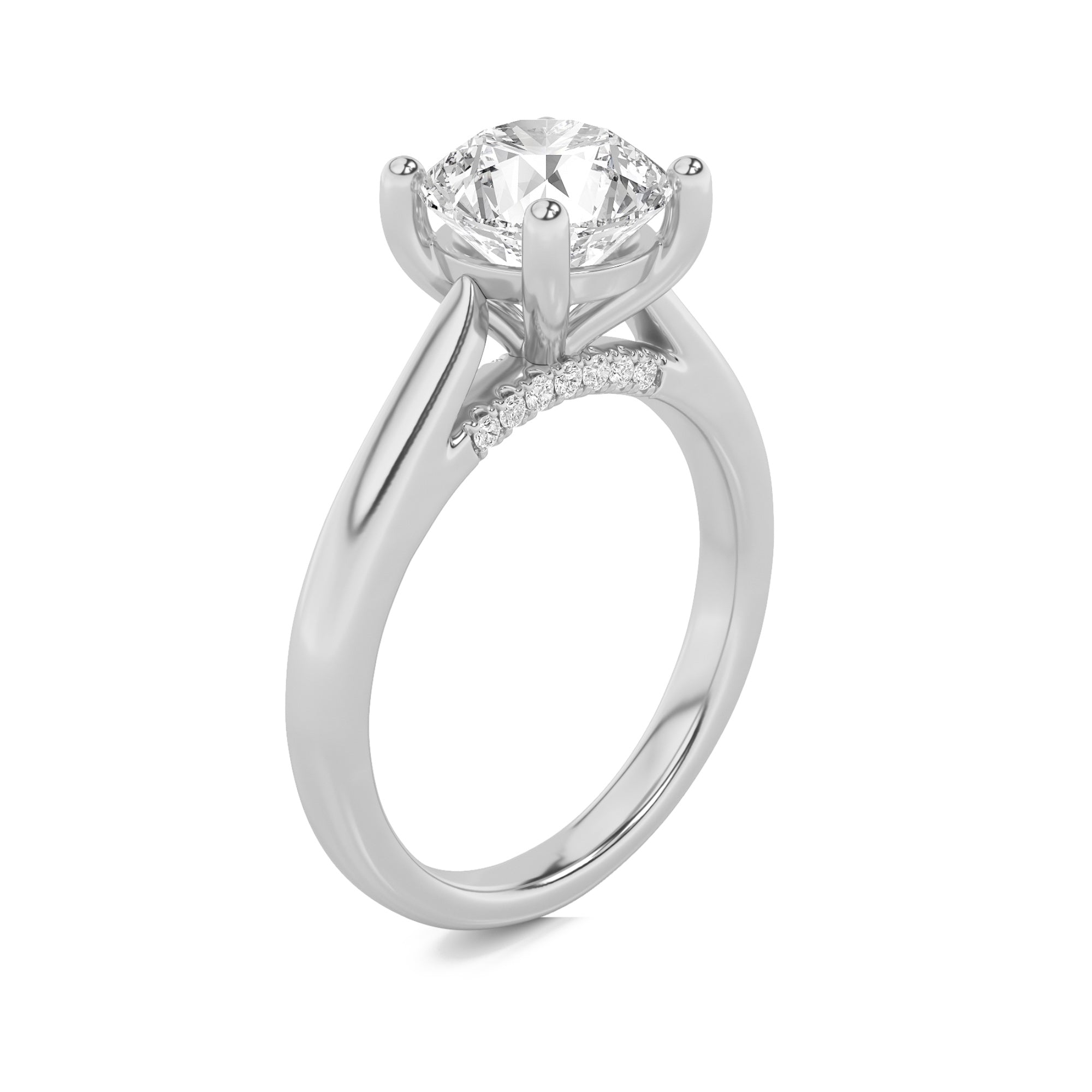 2CTW Round Shaped Lab Grown Diamond (G/VS) Accented Enagement Ring in 14K Gold