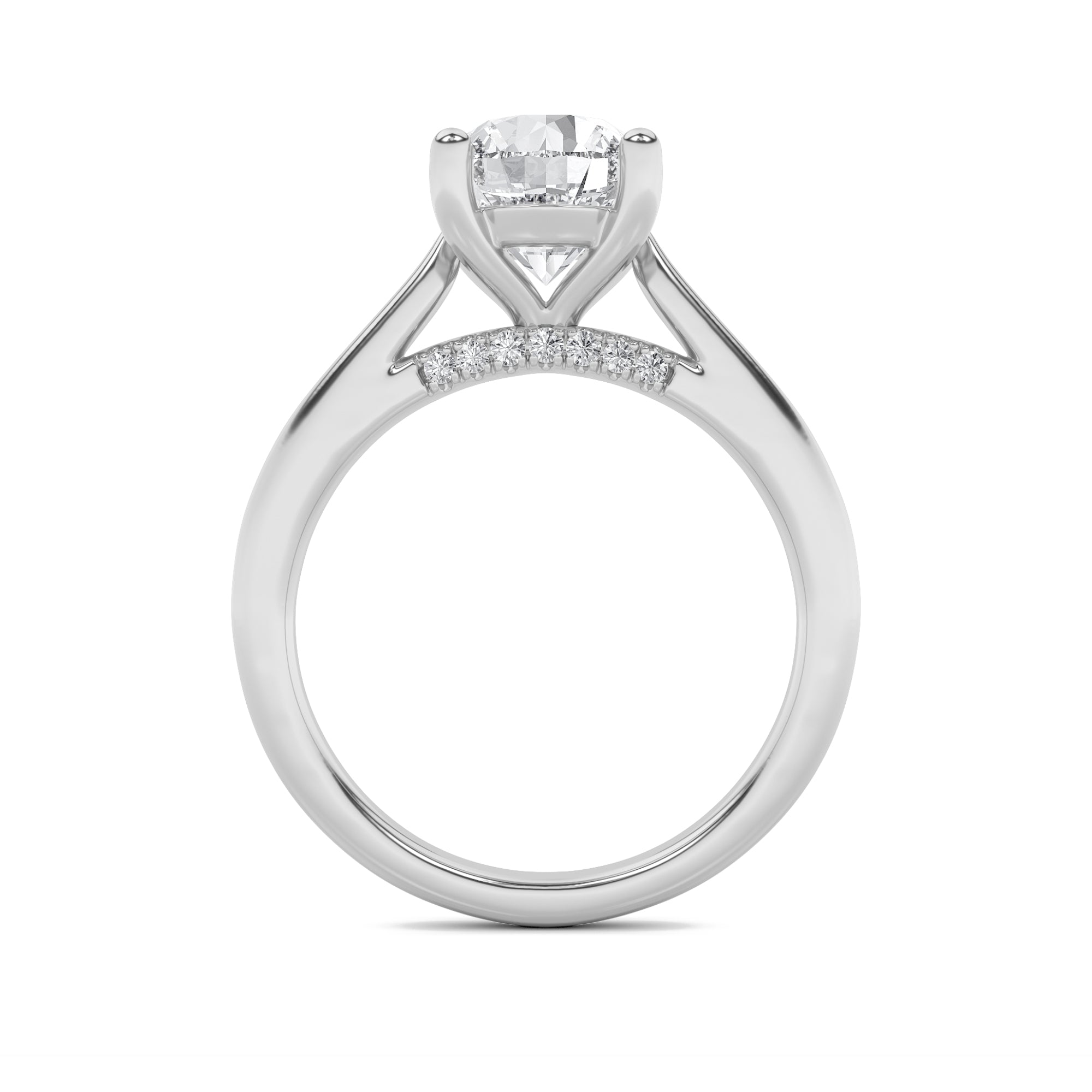 2CTW Round Shaped Lab Grown Diamond (G/VS) Accented Enagement Ring in 14K Gold