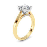 2CTW Round Shaped Lab Grown Diamond (F/VS) Accented Enagement Ring in 14K Gold