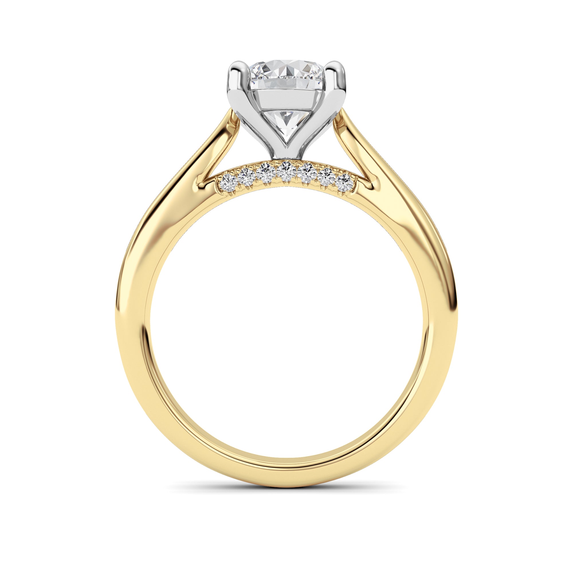 2CTW Round Shaped Lab Grown Diamond (F/VS) Accented Enagement Ring in 14K Gold