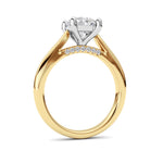 2CTW Round Shaped Lab Grown Diamond (F/VS) Accented Enagement Ring in 14K Gold