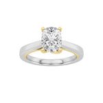 1CTW Elongated Cushion Shaped Lab Grown Diamond (F/VS) Two Tone Twisted Basket Cathedral Shank Solitaire Ring in 14K Gold