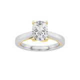 1CTW Elongated Cushion Shaped Lab Grown Diamond (F/VS) Two Tone Twisted Basket Cathedral Shank Solitaire Ring in 14K Gold