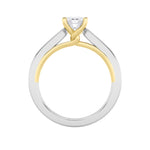 1CTW Elongated Cushion Shaped Lab Grown Diamond (F/VS) Two Tone Twisted Basket Cathedral Shank Solitaire Ring in 14K Gold