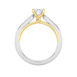 1CTW Elongated Cushion Shaped Lab Grown Diamond (F/VS) Two Tone Twisted Basket Cathedral Shank Solitaire Ring in 14K Gold