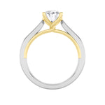 1CTW Oval Shaped Lab Grown Diamond (F/VS) Two Tone Twisted Basket Cathedral Shank Solitaire Ring in 14K Gold