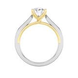 2CTW Oval Shaped Lab Grown Diamond (F/VS) Two Tone Twisted Basket Cathedral Shank Solitaire Ring in 14K Gold