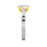 2CTW Oval Shaped Lab Grown Diamond (F/VS) Two Tone Twisted Basket Cathedral Shank Solitaire Ring in 14K Gold