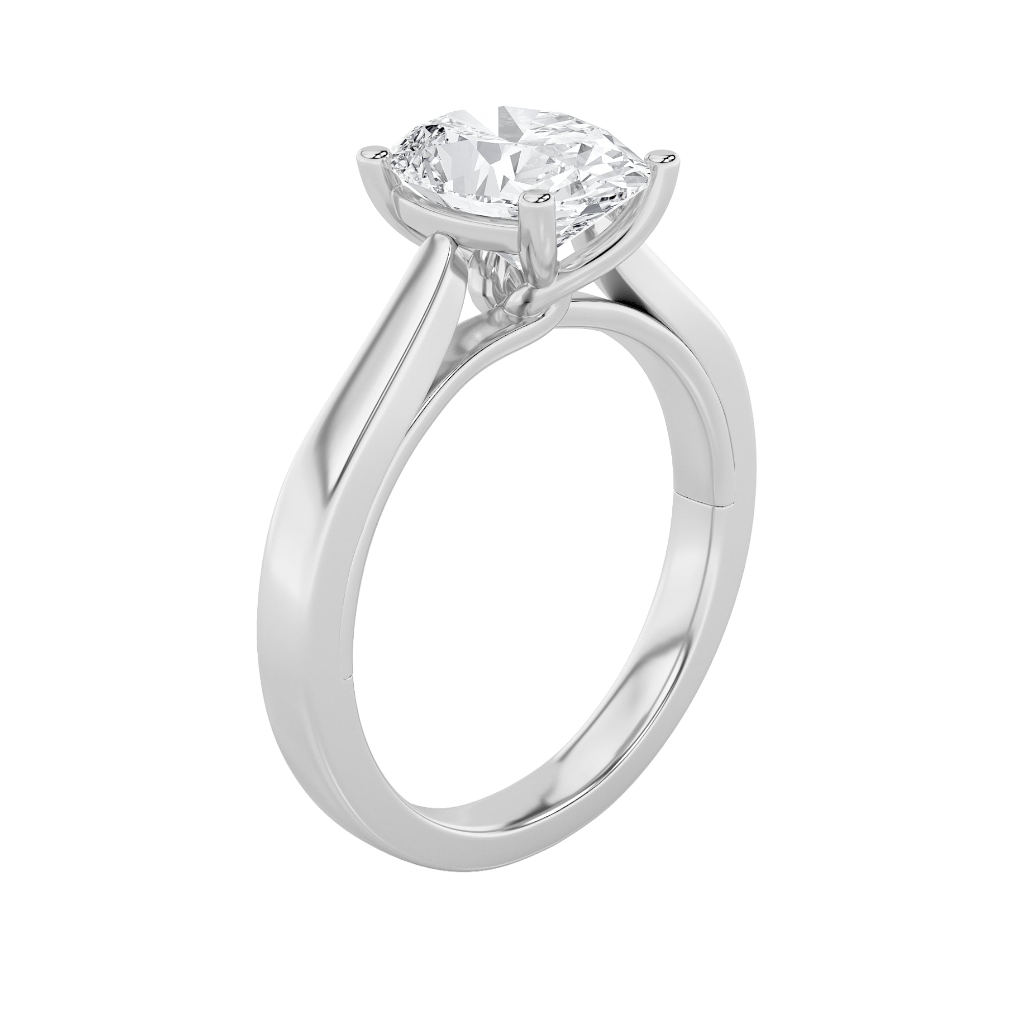 3CTW Oval Shaped Lab Grown Diamond (G/VS) Twisted Basket Cathedral Shank Solitaire Ring in 14K Gold
