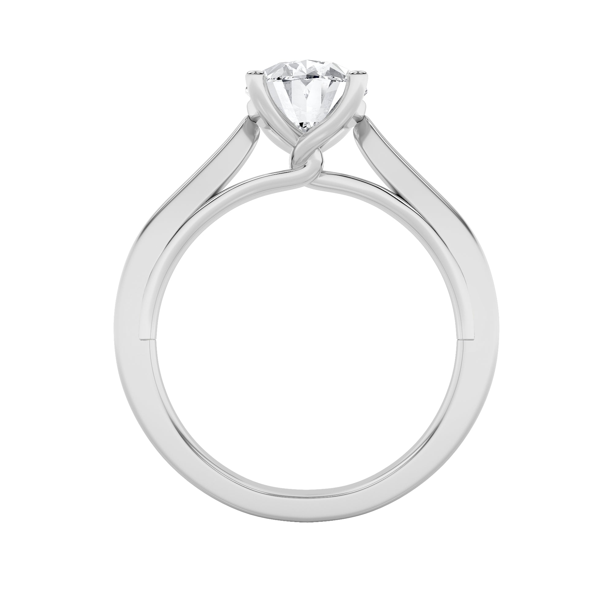 3CTW Oval Shaped Lab Grown Diamond (G/VS) Twisted Basket Cathedral Shank Solitaire Ring in 14K Gold