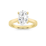 3CTW Oval Shaped Lab Grown Diamond (G/VS) Twisted Basket Cathedral Shank Solitaire Ring in 14K Gold