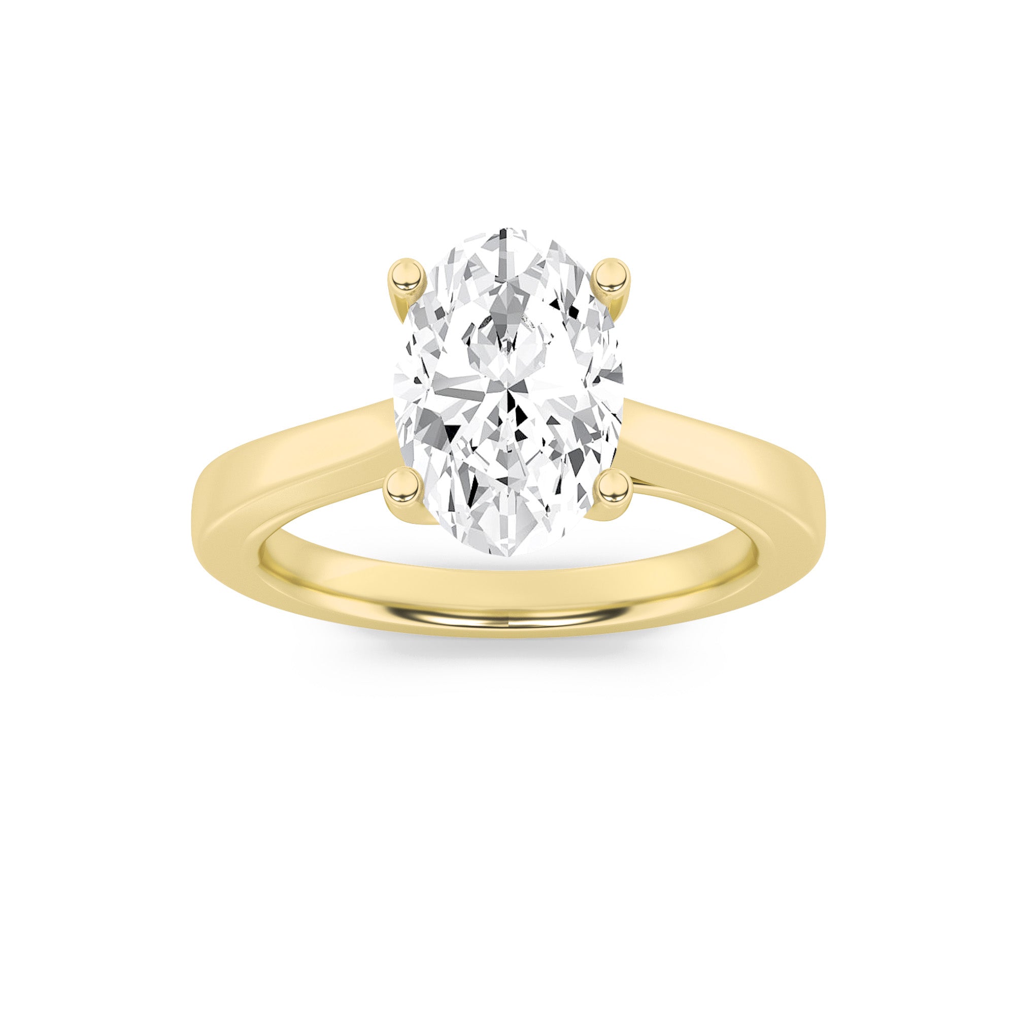 3CTW Oval Shaped Lab Grown Diamond (G/VS) Twisted Basket Cathedral Shank Solitaire Ring in 14K Gold