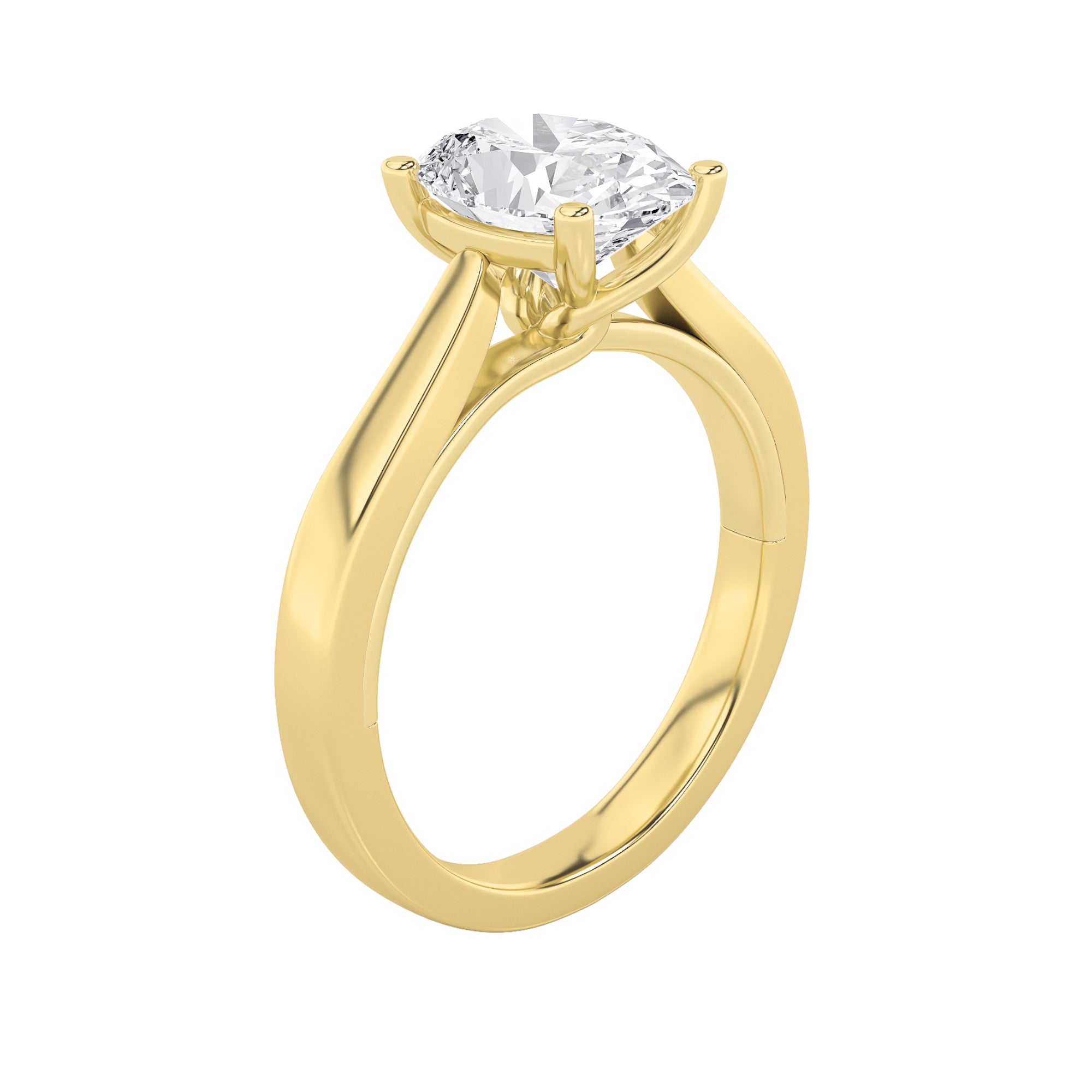 3CTW Oval Shaped Lab Grown Diamond (G/VS) Twisted Basket Cathedral Shank Solitaire Ring in 14K Gold